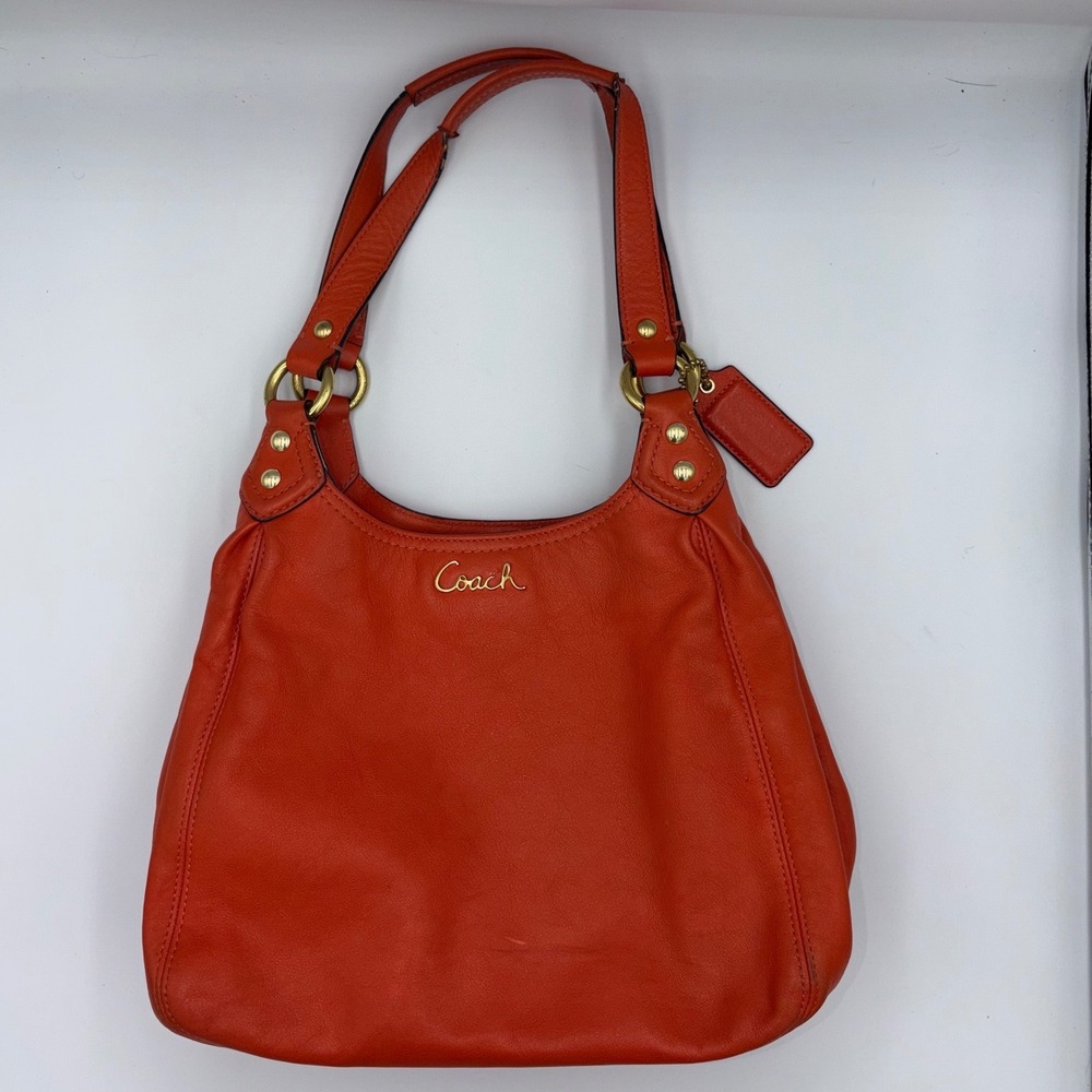 Coach Madison Phoebe Orange Pebbled Leather Shoulder Bag F21026